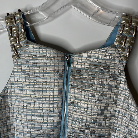 Aiden Mattox Womens Sheath Dress blue Adornments Sleeveless silver Size 2 - Picture 4 of 9